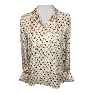 Reiss Pia Tetris Print Top Cream size 6